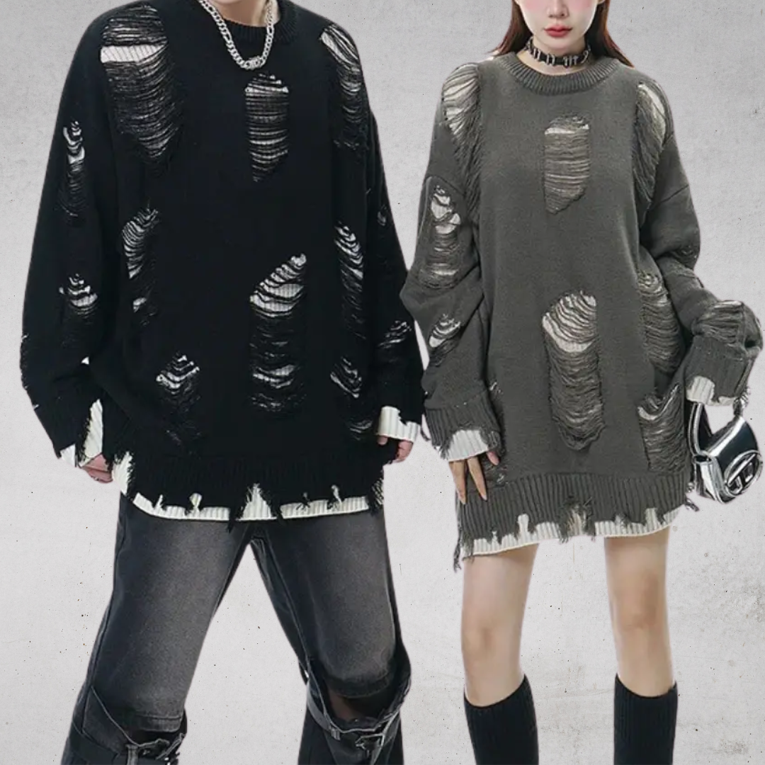 VINTAGE DAMAGE TASSEL KNIT-ヴィンテージタッセルダメージニット