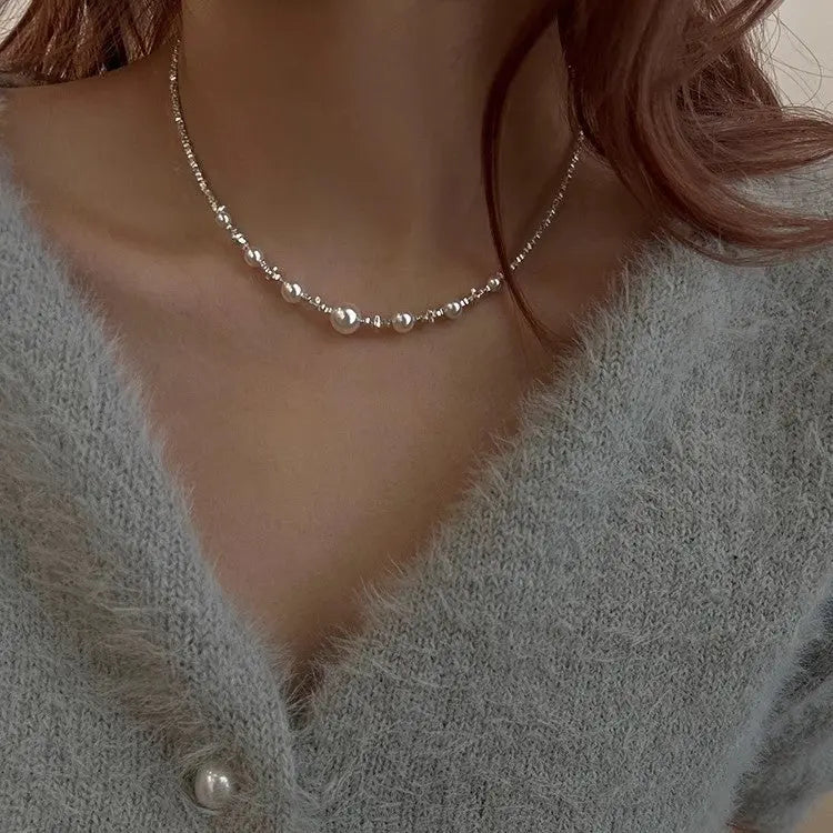 LUXURY PEARL SILVER NECKLACE Mira Gemini