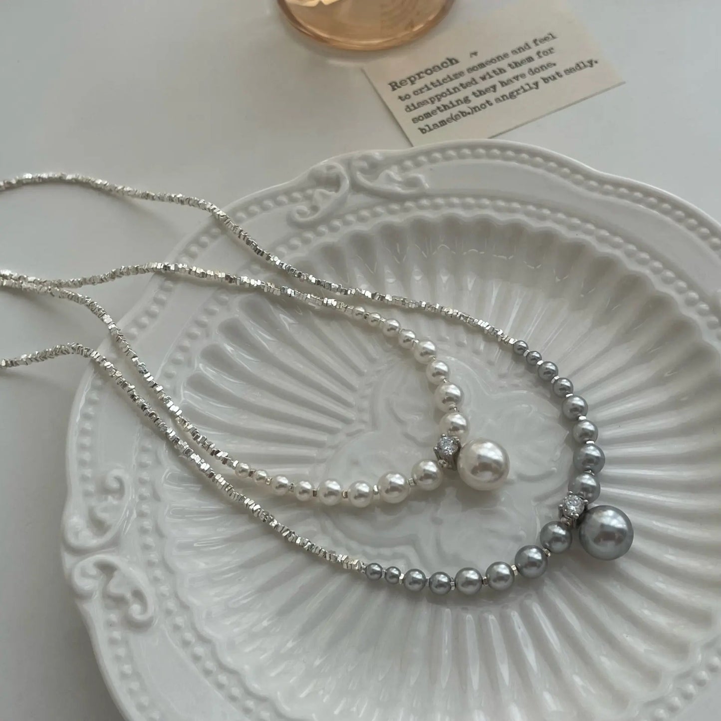 DUAL PEARL SILVER NECKLACE Mira Gemini