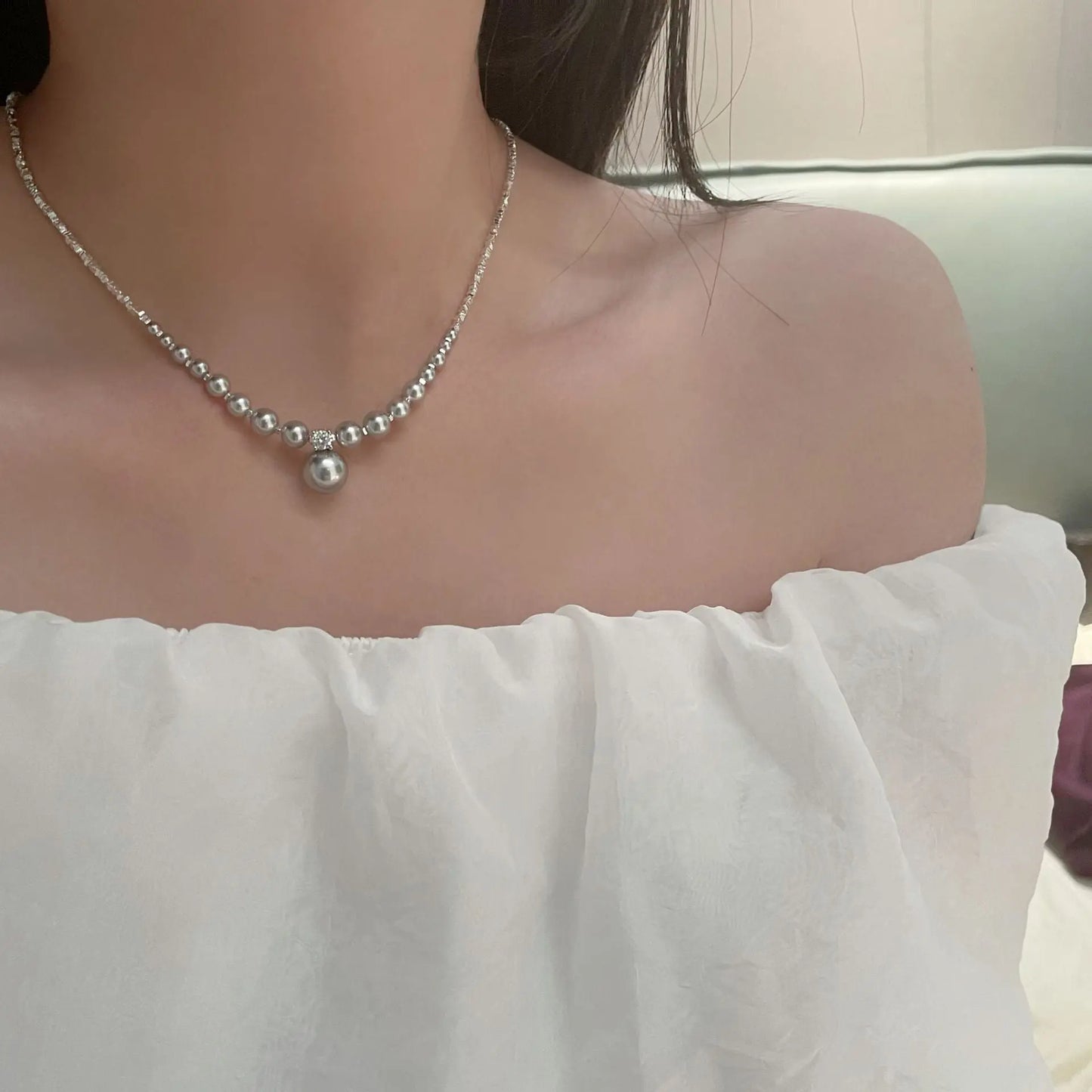 DUAL PEARL SILVER NECKLACE Mira Gemini
