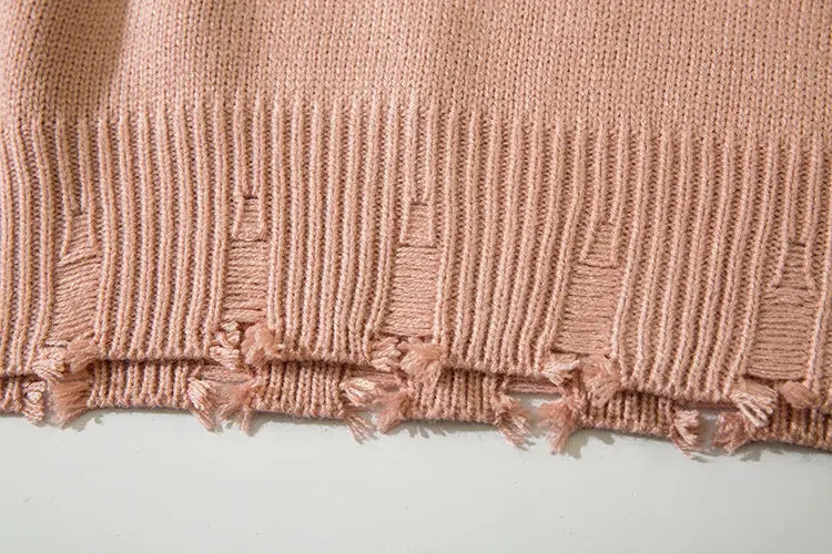 SAFETY PIN CUTOUT KNIT SWEATER - セーフティピンカットアウトダメージニットセーター - Mira Gemini