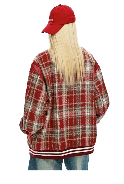 CHECK EMBROIDERY VARSITY JACKET-チェックエンブロイダリースタジャン Mira Gemini