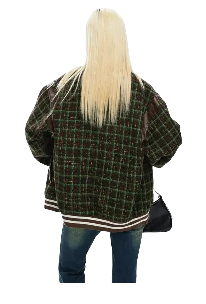 CHECK EMBROIDERY VARSITY JACKET-チェックエンブロイダリースタジャン Mira Gemini