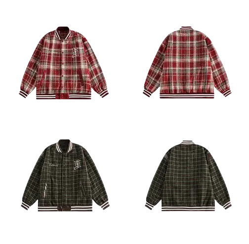 CHECK EMBROIDERY VARSITY JACKET-チェックエンブロイダリースタジャン Mira Gemini