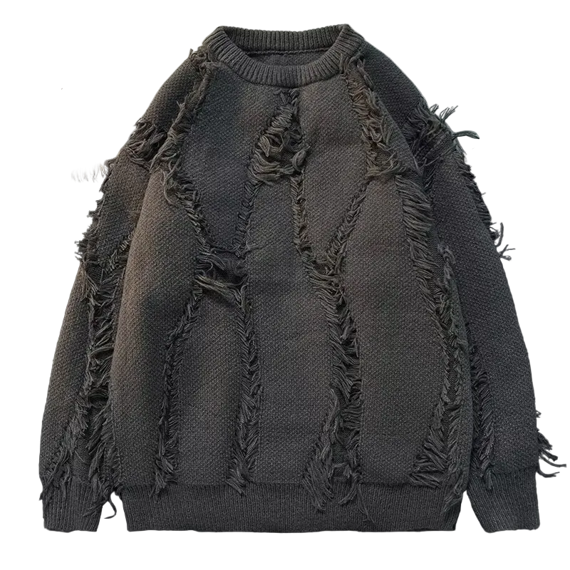 DAMAGE FRINGE CREW-NECK SWEATER(ダメージフリンジ クルーネックセーター)|ユニセックス