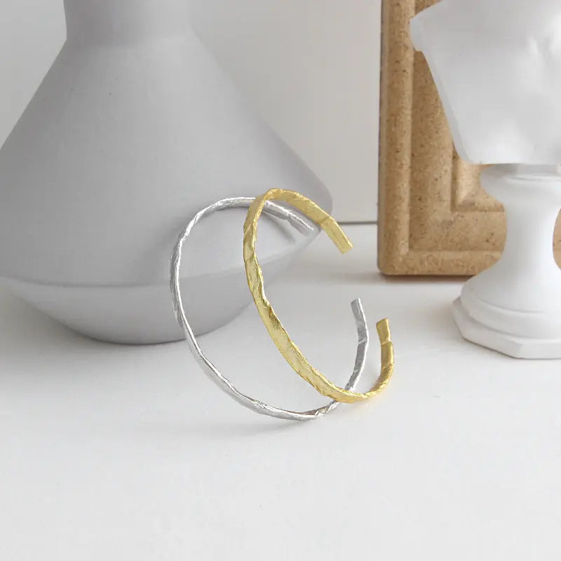 HAMMERED TEXTURE SILVER BANGLE Mira Gemini