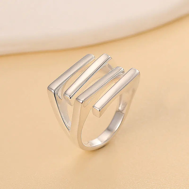 GEOMETRIC SILVER RING Mira Gemini