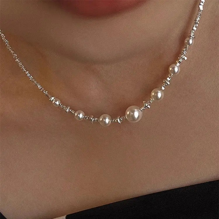 LUXURY PEARL SILVER NECKLACE Mira Gemini