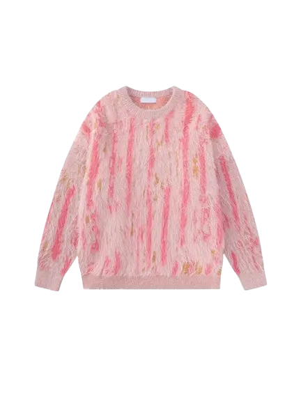 MOHAIR TOUCH SHAGGY STRIPE KNIT-モヘアタッチ シャギーストライプニット Mira Gemini