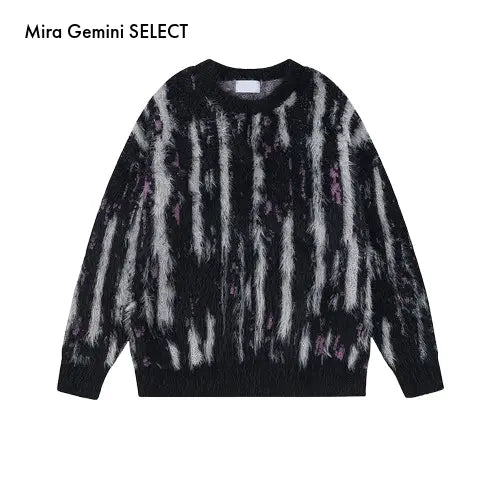 MOHAIR TOUCH SHAGGY STRIPE KNIT-モヘアタッチ シャギーストライプニット Mira Gemini