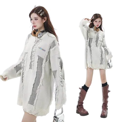 FRINGE COLOR-BLOCK KNIT-フリンジカラーブロックニット Mira Gemini