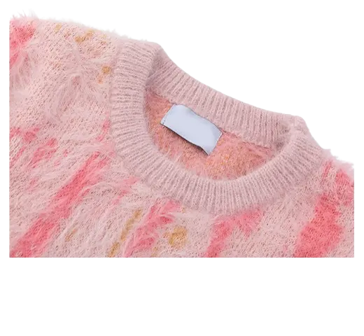 MOHAIR TOUCH SHAGGY STRIPE KNIT-モヘアタッチ シャギーストライプニット Mira Gemini