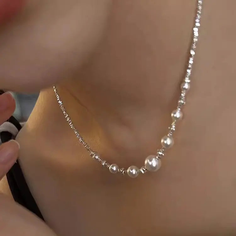 LUXURY PEARL SILVER NECKLACE Mira Gemini
