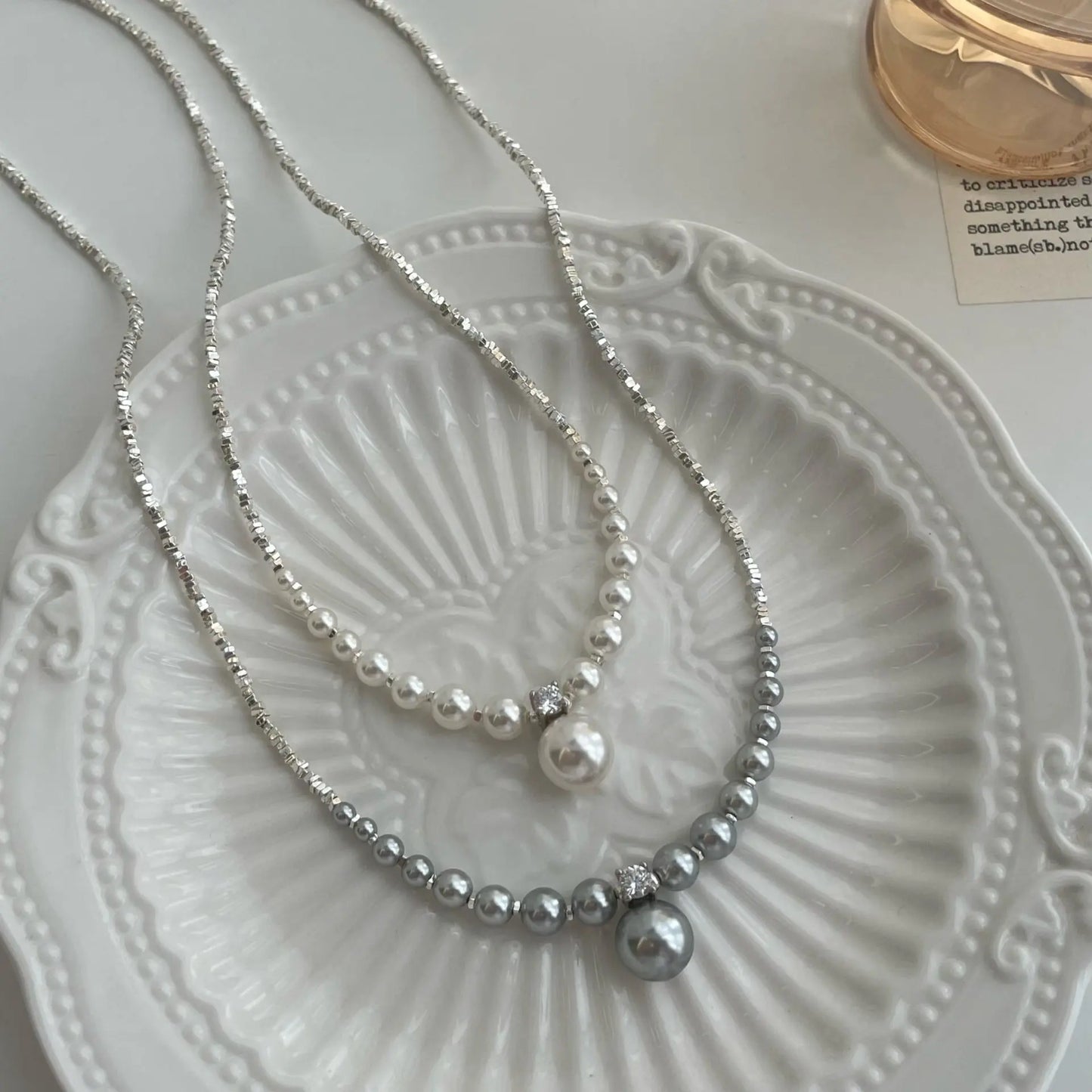 DUAL PEARL SILVER NECKLACE Mira Gemini