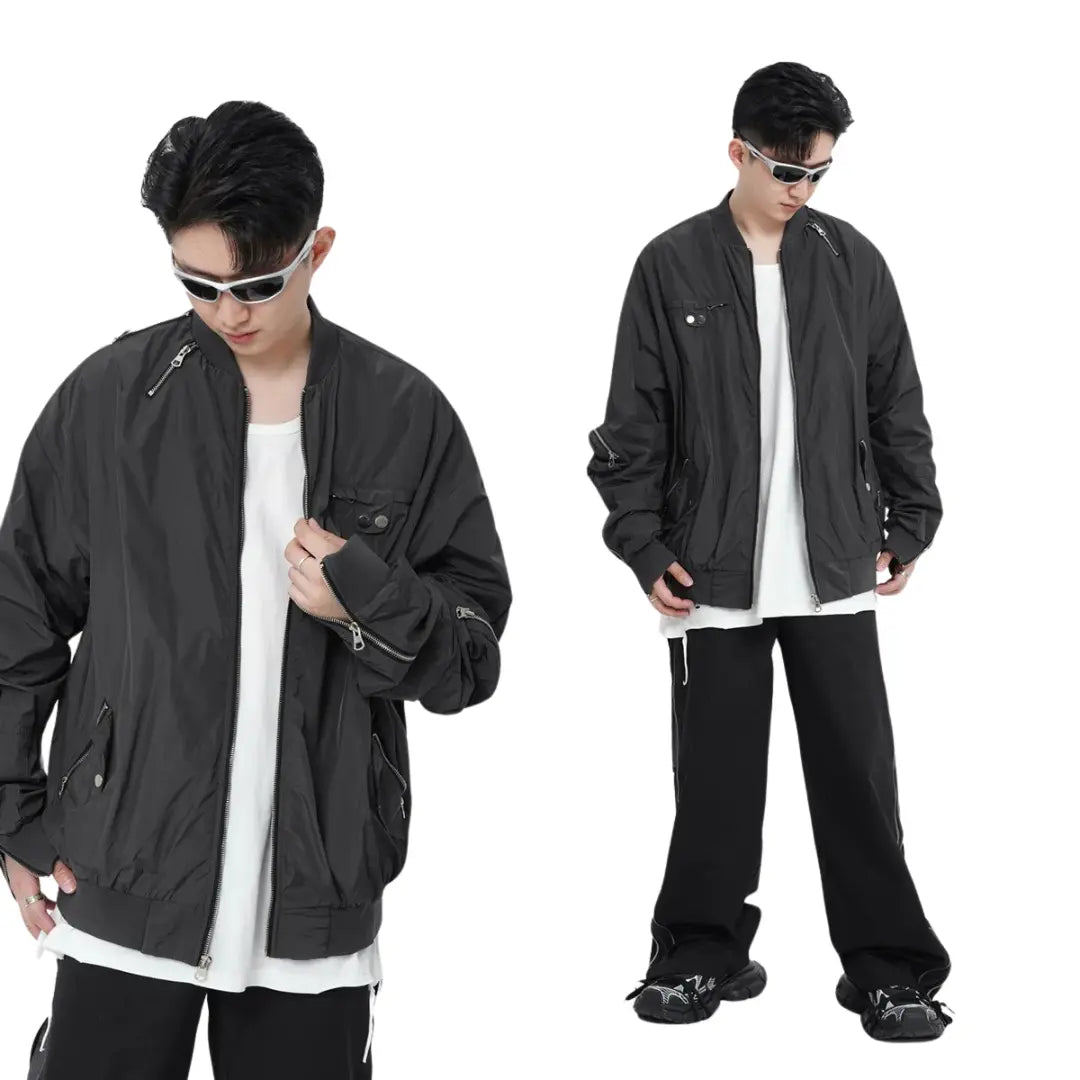 MULTI-POCKET OVERSIZED BOMBER JACKET