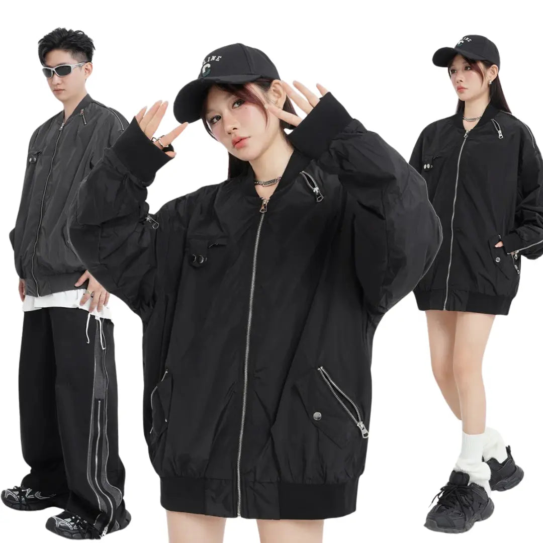 MULTI-POCKET OVERSIZED BOMBER JACKET