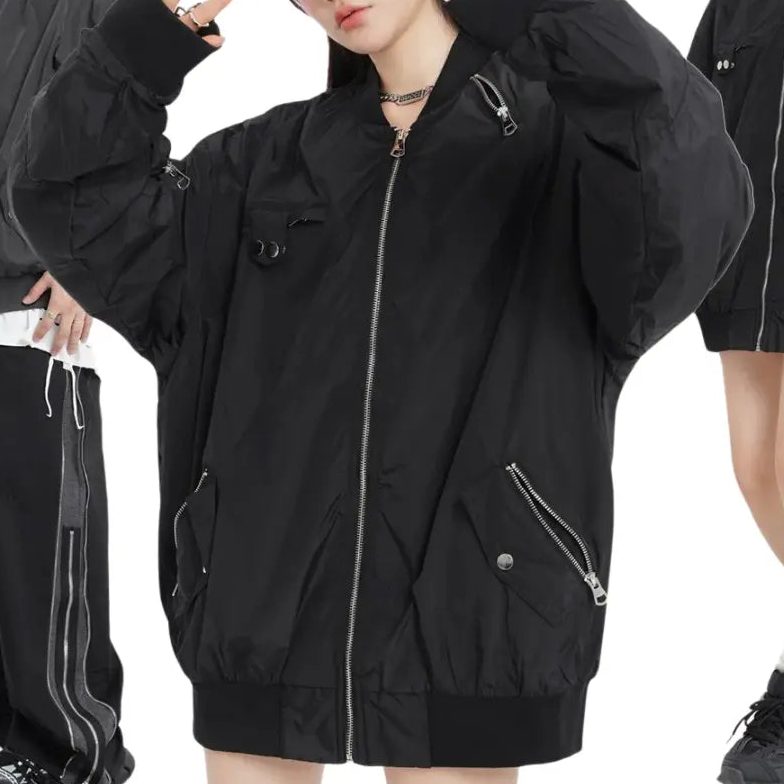 MULTI-POCKET OVERSIZED BOMBER JACKET