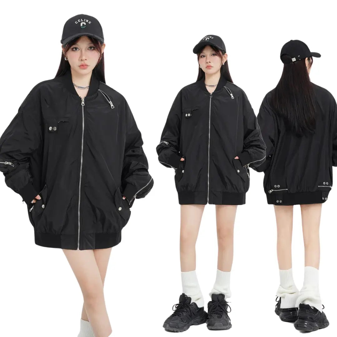 MULTI-POCKET OVERSIZED BOMBER JACKET