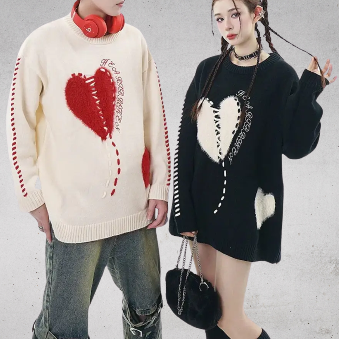 BROKEN HEART OVERSIZED KNIT SWEATER-ブロークンハート オーバーサイズ ユニセックスニットセーター