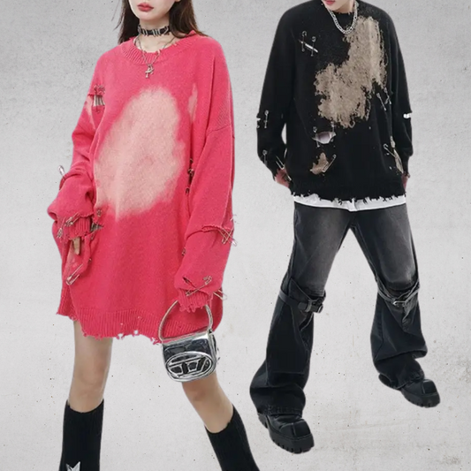 UNISEX DAMAGE DYE KNIT-ユニセックス ダメージニット