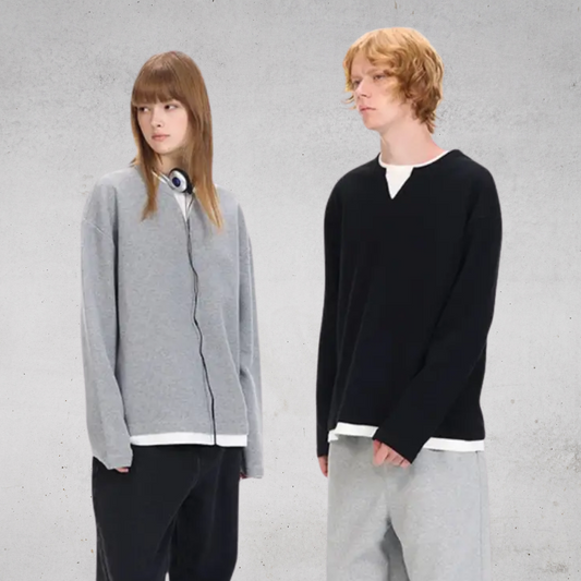 TWO-LAYER STYLE LAYERED CUT-SEW-ダブルレイヤースタイルレイヤードカットソー