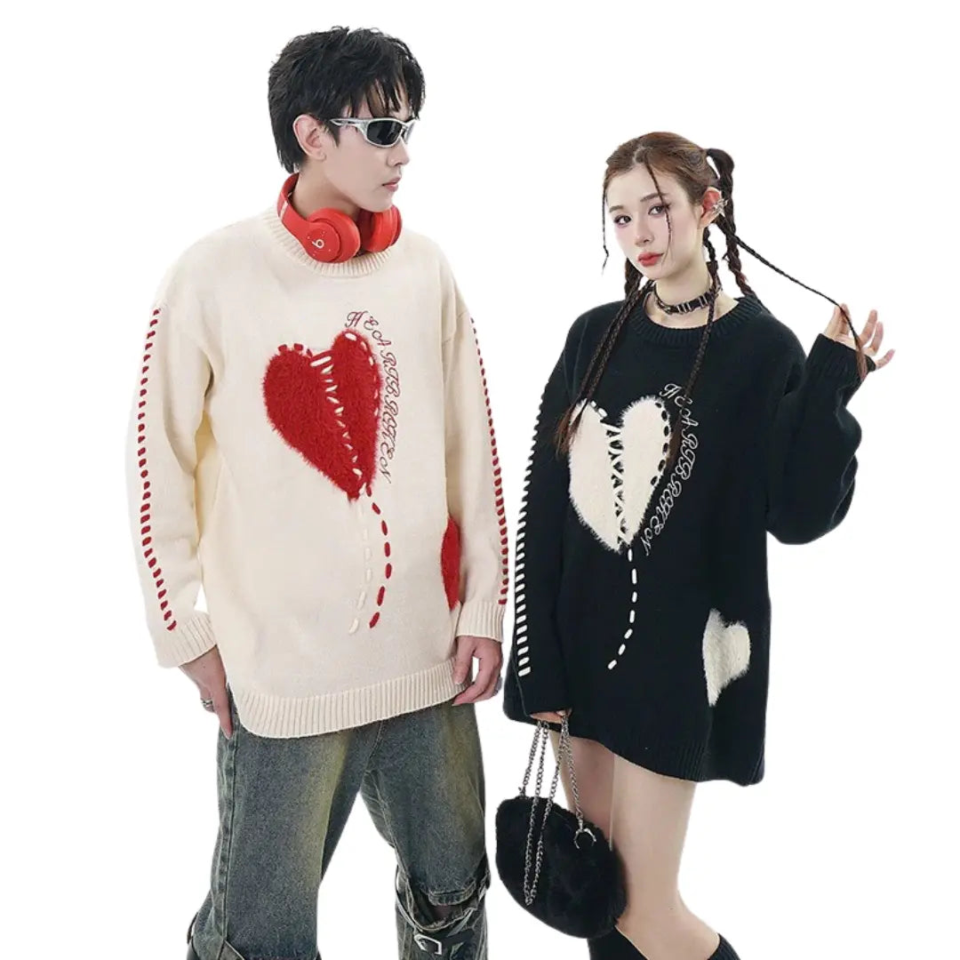 BROKEN HEART OVERSIZED KNIT SWEATER
