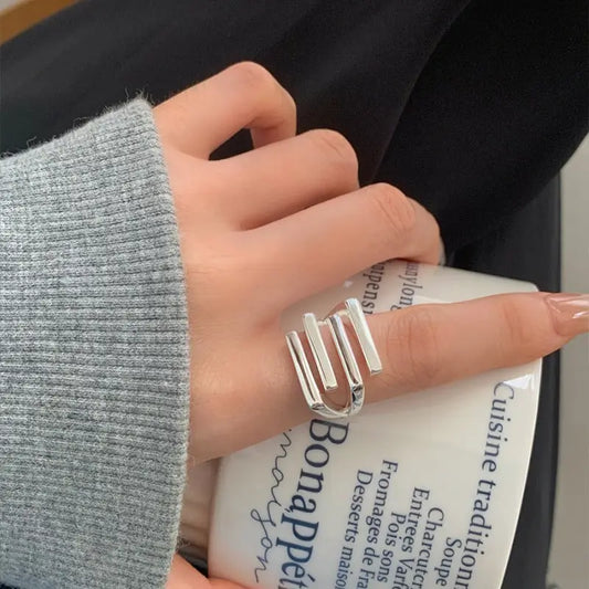 GEOMETRIC SILVER RING Mira Gemini