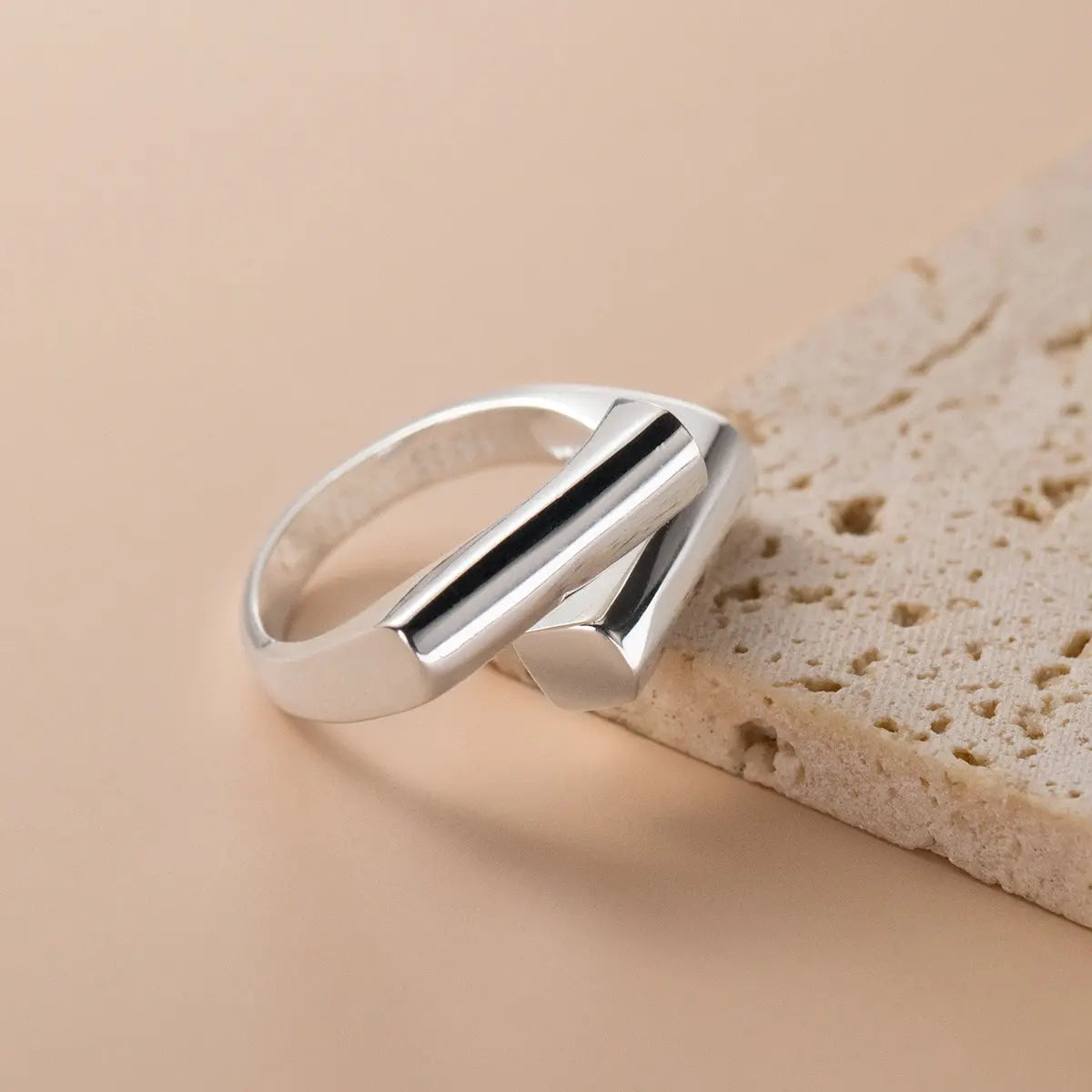 SQUARE SILVER RING Mira Gemini