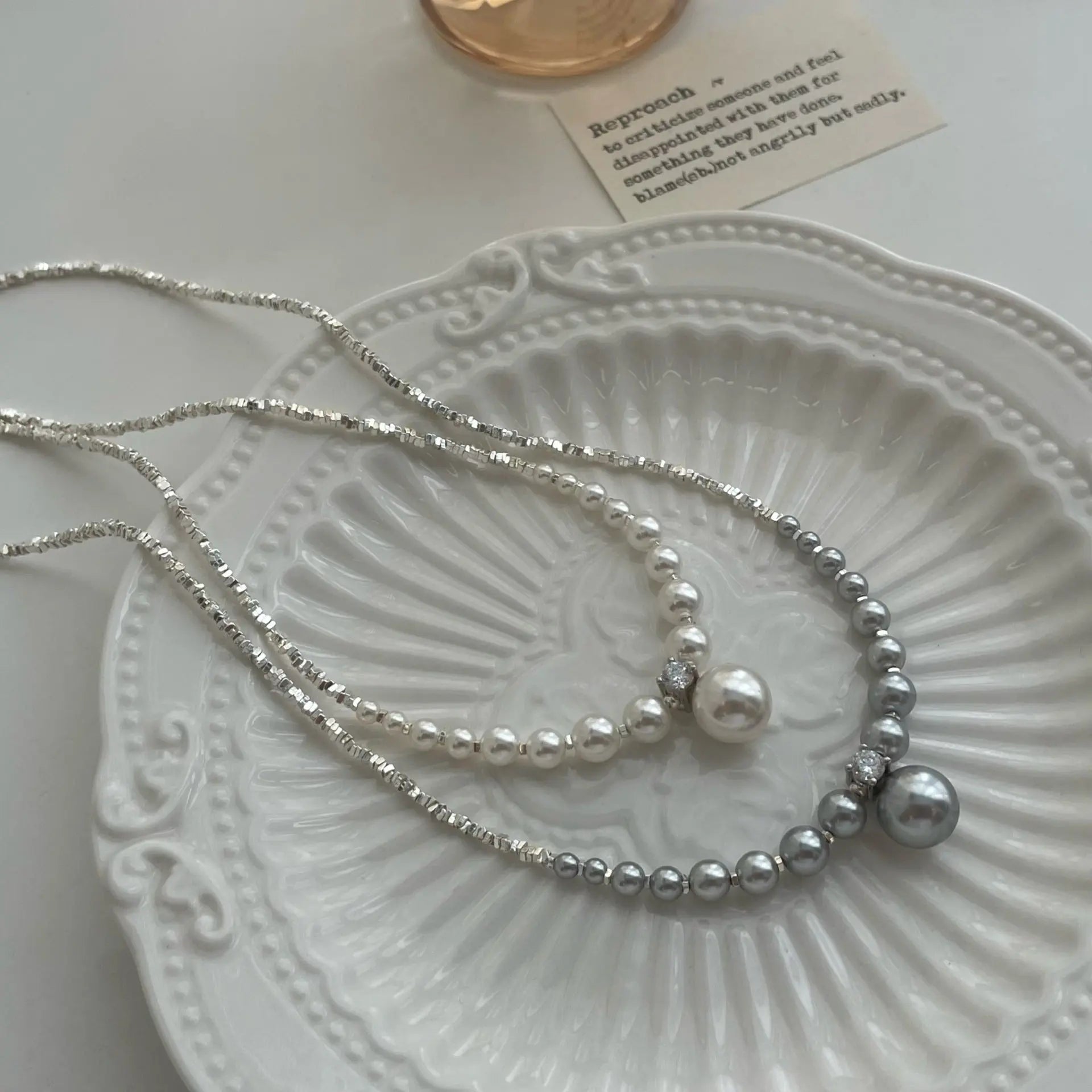 DUAL PEARL SILVER NECKLACE Mira Gemini