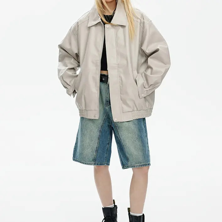 OVERSIZED FAUX LEATHER JACKET - オーバーサイズフェイクレザージャケット Mira Gemini