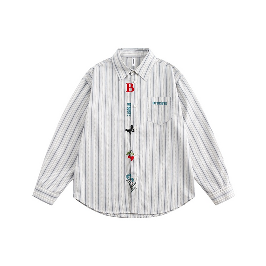 EMBROIDERED STRIPE SHIRT（エンブロイダードストライプシャツ）