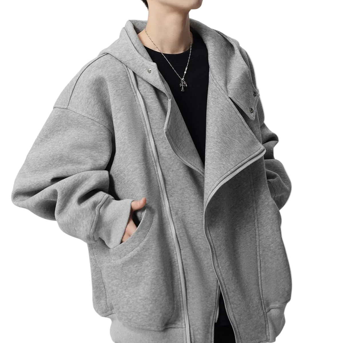 ASYMMETRIC ZIP SWEAT HOODIE（アシンメトリックジップスウェットフーディ）｜ユニセックス