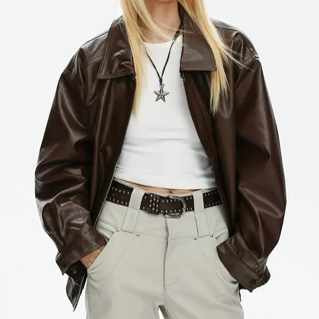 OVERSIZED FAUX LEATHER JACKET - オーバーサイズフェイクレザージャケット Mira Gemini