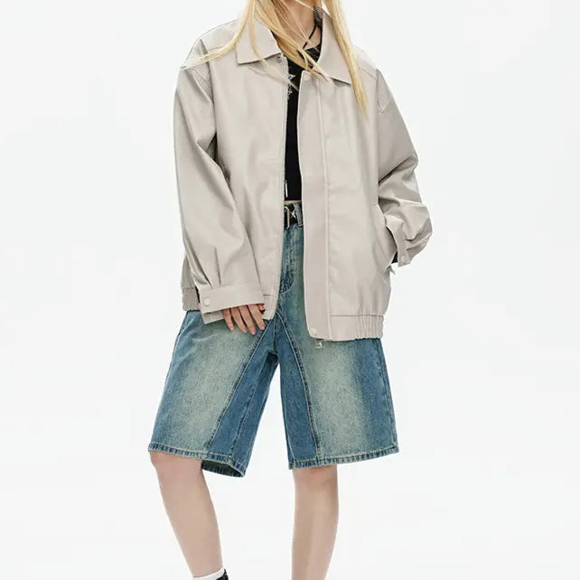 OVERSIZED FAUX LEATHER JACKET - オーバーサイズフェイクレザージャケット Mira Gemini