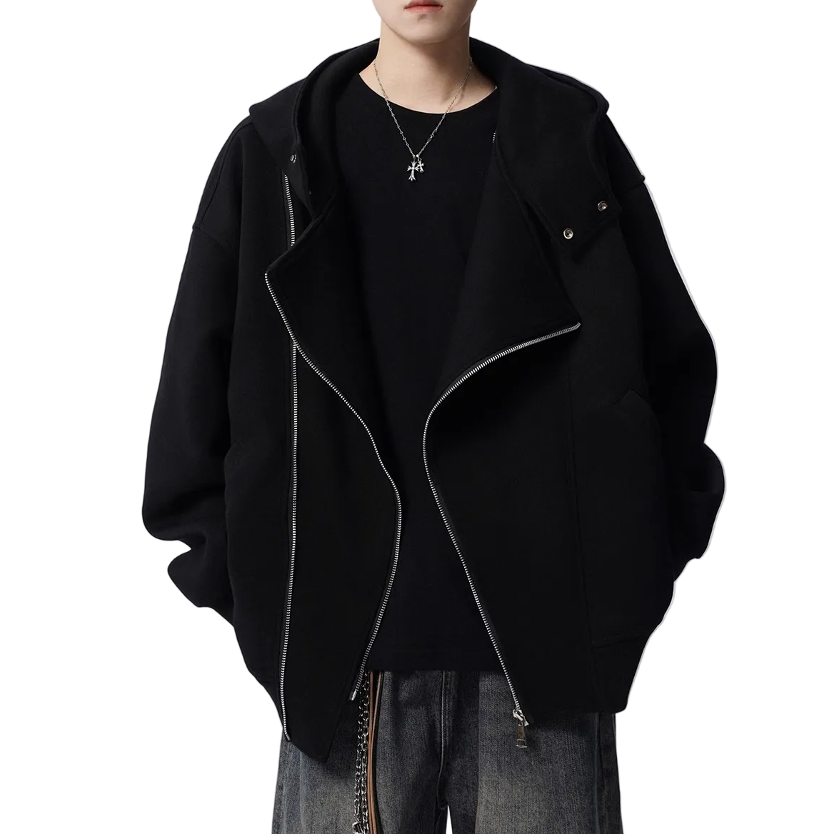 ASYMMETRIC ZIP SWEAT HOODIE（アシンメトリックジップスウェットフーディ）｜ユニセックス