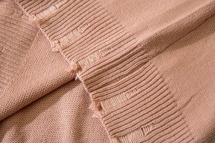 SAFETY PIN CUTOUT KNIT SWEATER - セーフティピンカットアウトダメージニットセーター - Mira Gemini