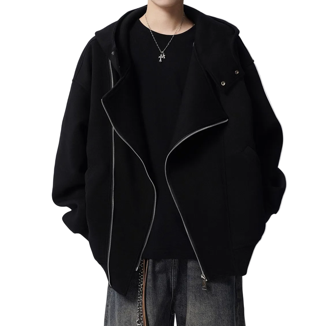 ASYMMETRIC ZIP SWEAT HOODIE（アシンメトリックジップスウェットフーディ）｜ユニセックス