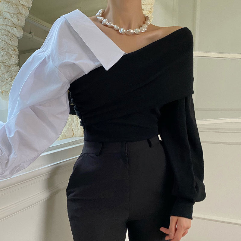 ASYMMETRIC OFF SHOULDER SHIRT（アシンメトリーオフショルダーシャツ）｜レディース