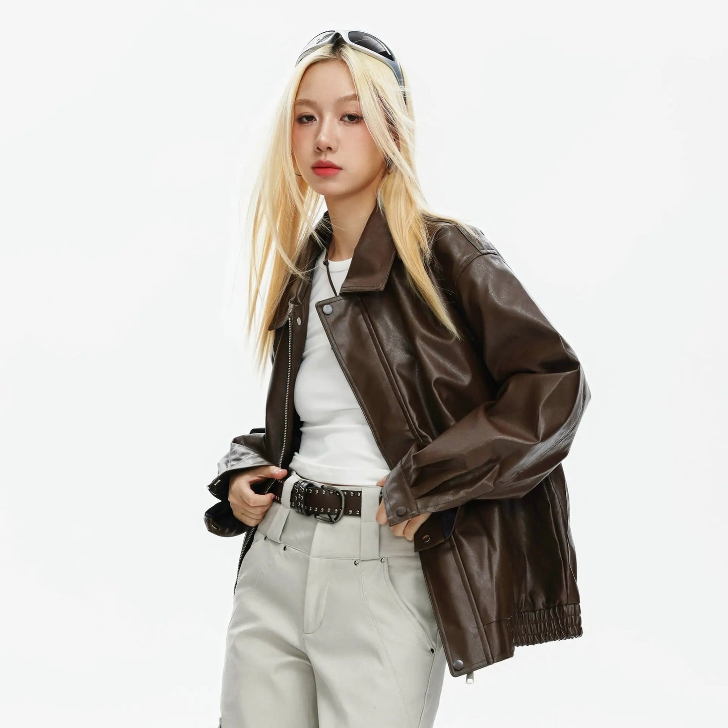 OVERSIZED FAUX LEATHER JACKET - オーバーサイズフェイクレザージャケット Mira Gemini