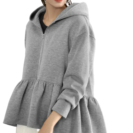ELFRANK Frill Hem Sweat Hoodieフリルヘムスウェットパーカー｜レディース
