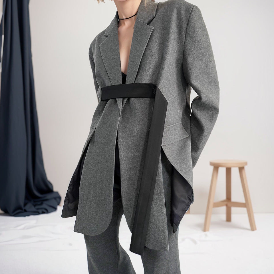 COLOR-CLASH LOOP DESIGN SUIT JACKET（バイカラー ループデザイン スーツジャケット）｜レディース