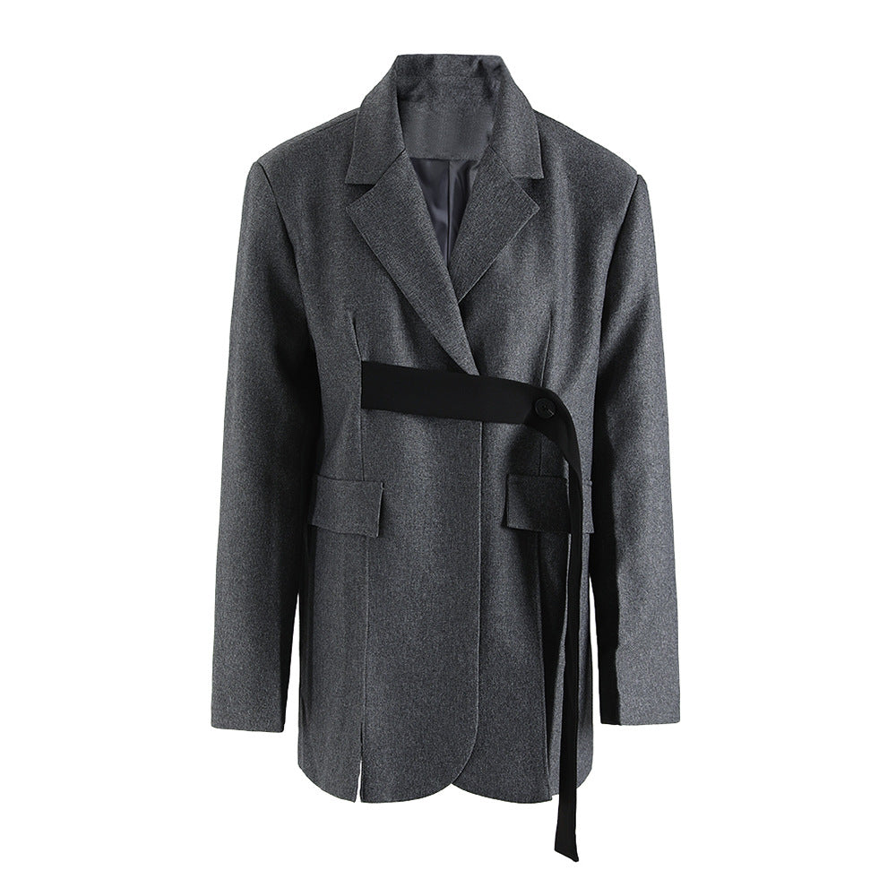 COLOR-CLASH LOOP DESIGN SUIT JACKET（バイカラー ループデザイン スーツジャケット）｜レディース