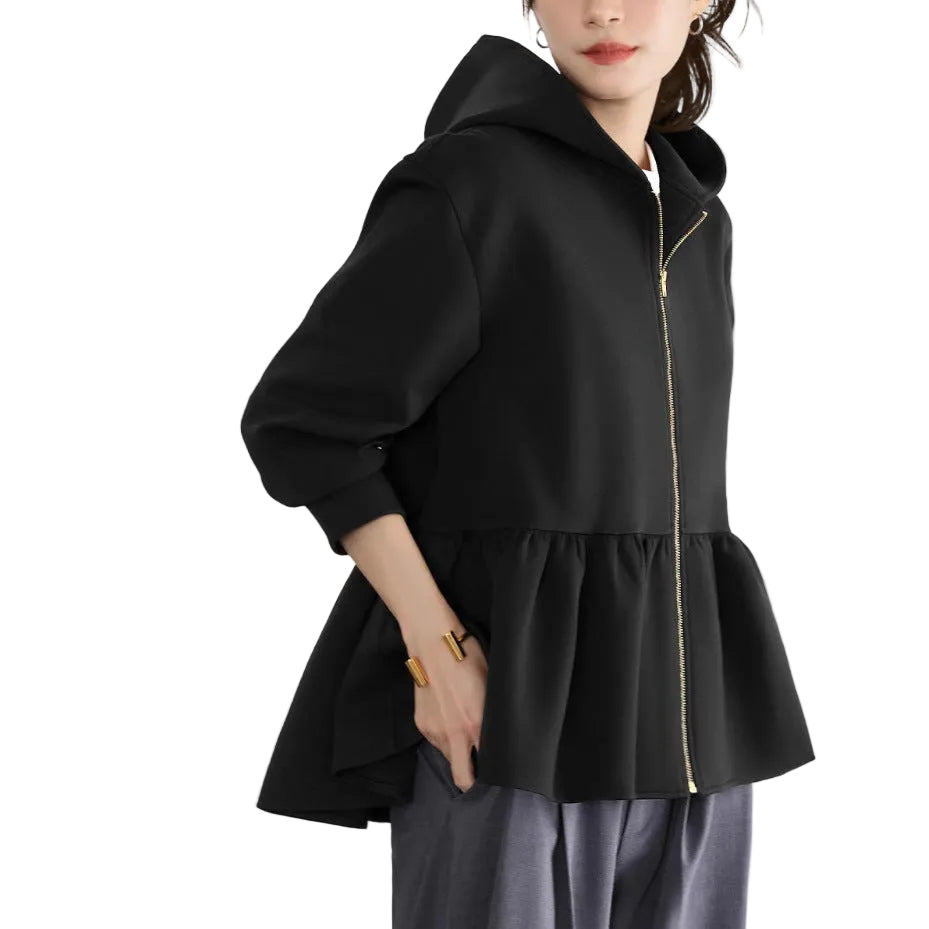 ELFRANK Frill Hem Sweat Hoodieフリルヘムスウェットパーカー｜レディース