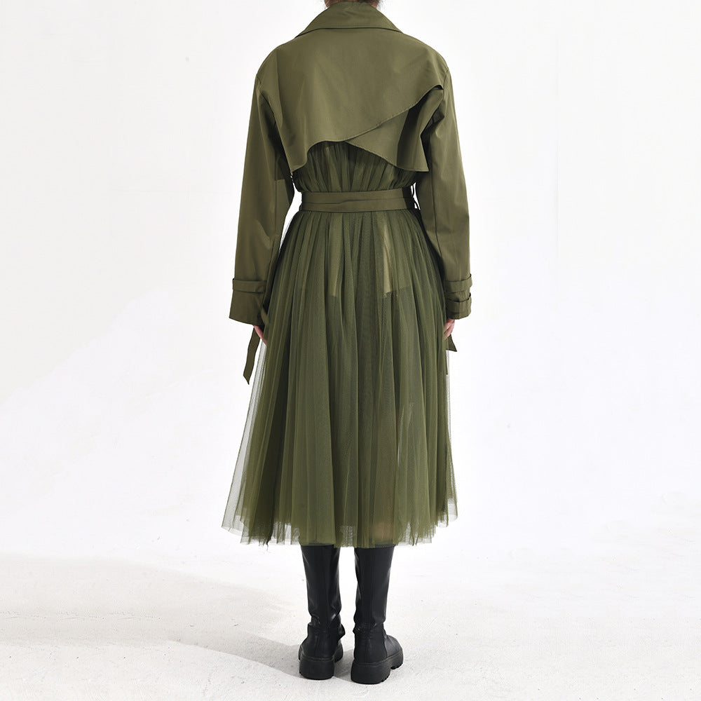 シアーチュール ドッキングトレンチコート（SHEER TULLE DOCKING TRENCH COAT）｜レディース