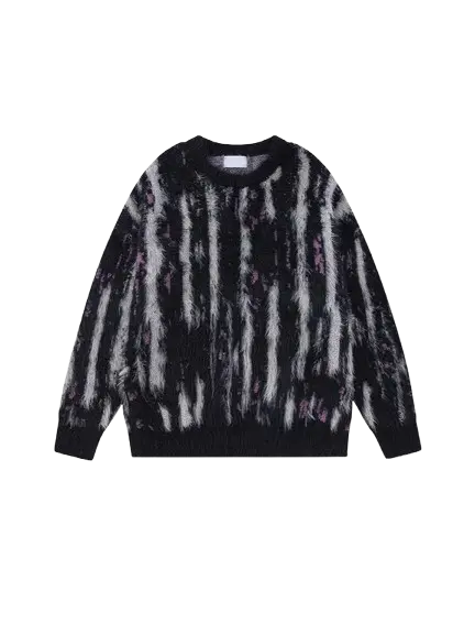 MOHAIR TOUCH SHAGGY STRIPE KNIT-モヘアタッチ シャギーストライプニット Mira Gemini