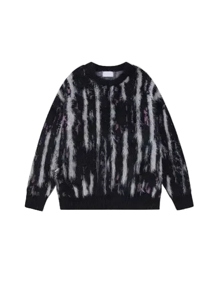 MOHAIR TOUCH SHAGGY STRIPE KNIT-モヘアタッチ シャギーストライプニット Mira Gemini