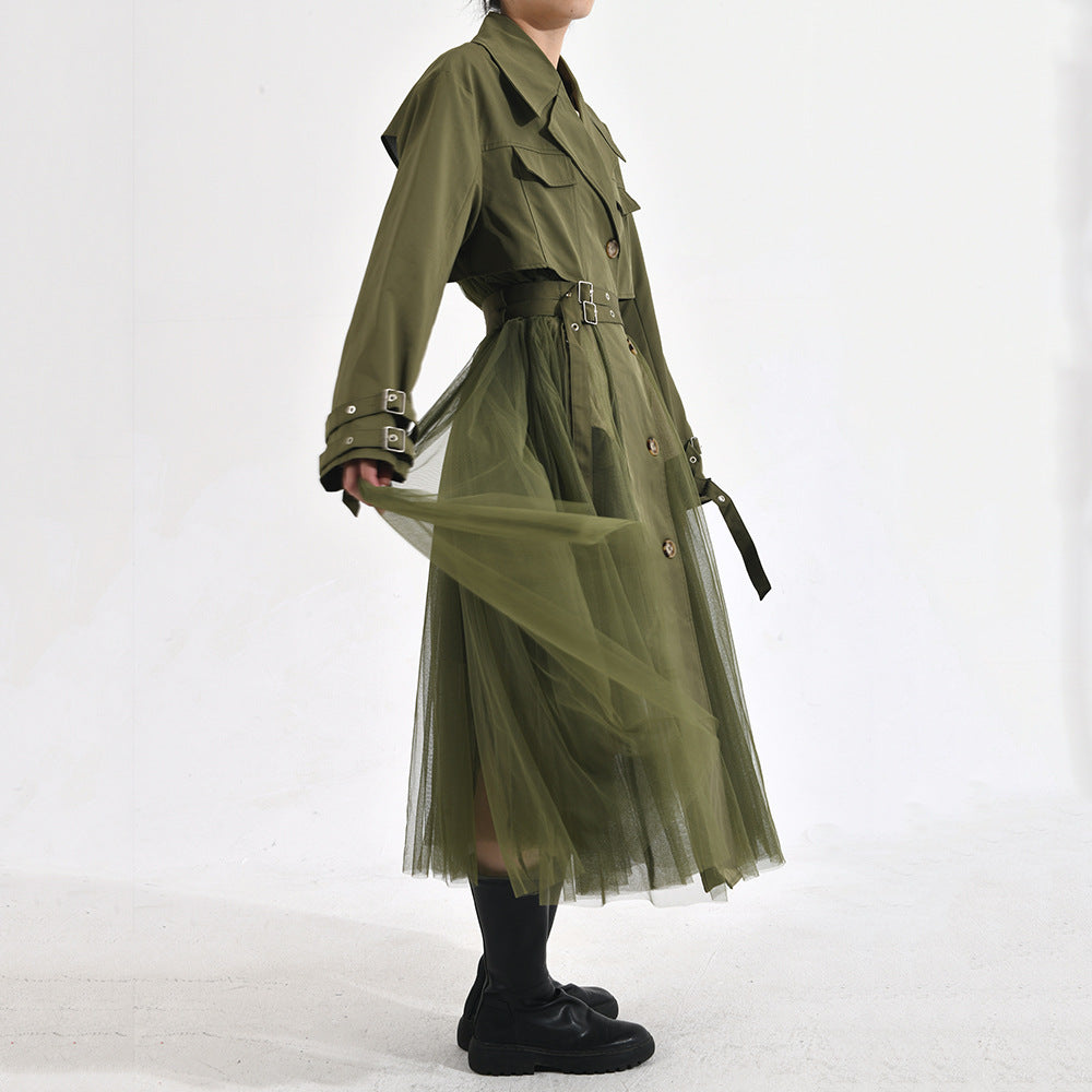 シアーチュール ドッキングトレンチコート（SHEER TULLE DOCKING TRENCH COAT）｜レディース