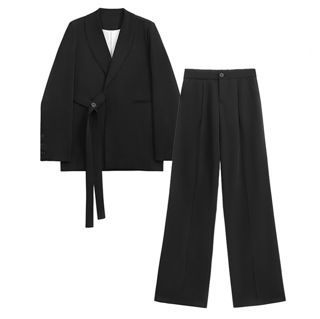 PLEATED HEM STAND COLLAR SET（裾プリーツ スタンドカラー ジャケット&パンツ）｜レディース Mira Gemini