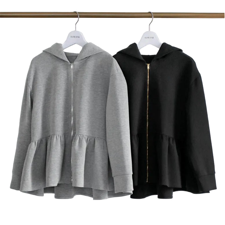 ELFRANK Frill Hem Sweat Hoodieフリルヘムスウェットパーカー｜レディース