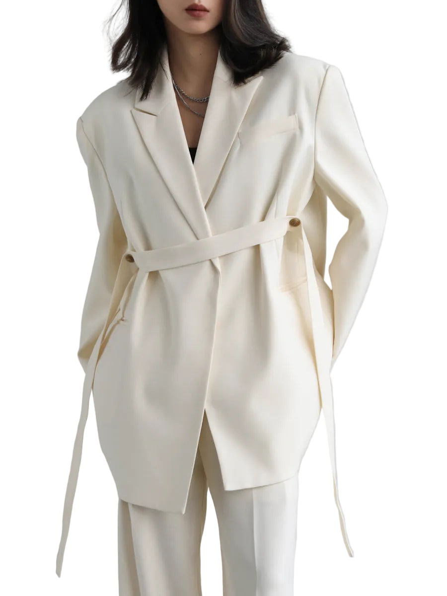 PLEATED HEM STAND COLLAR SET（裾プリーツ スタンドカラー ジャケット&パンツ）｜レディース